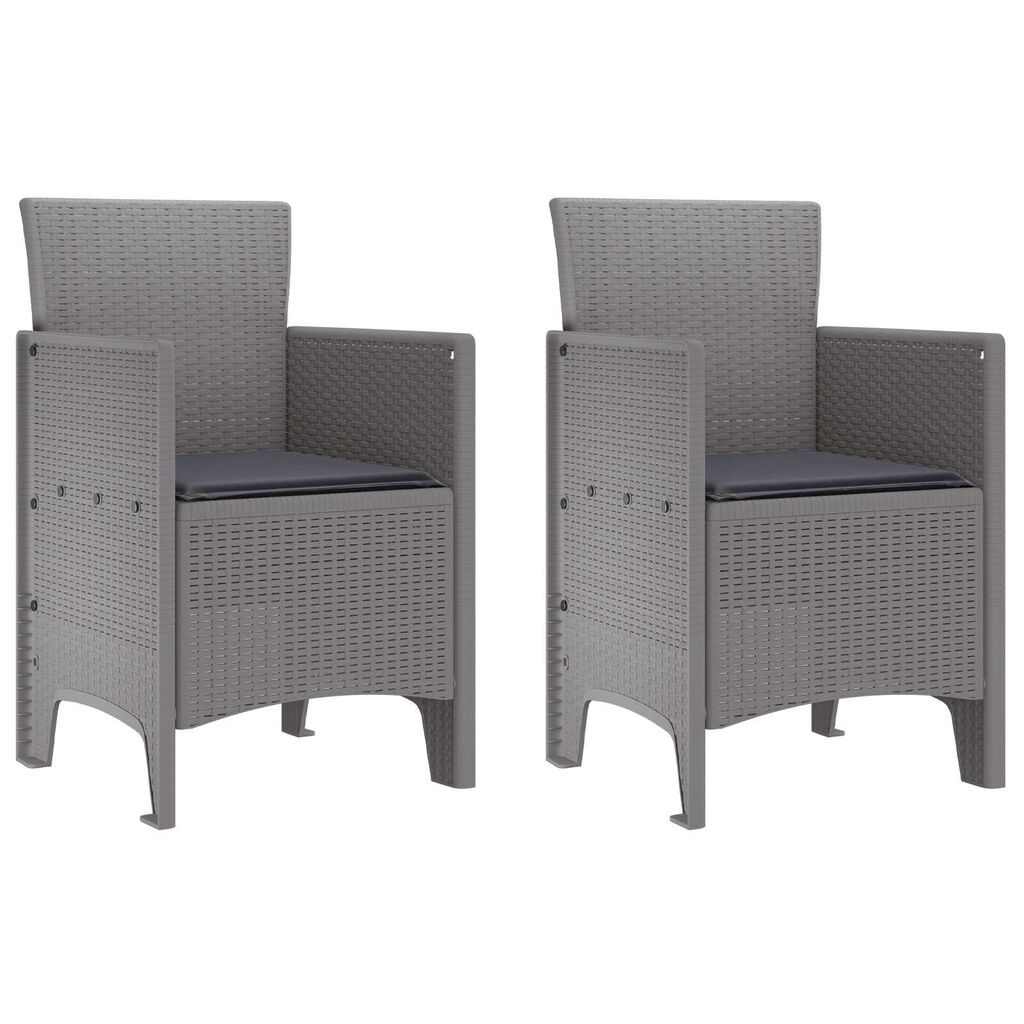vidaXL Καρέκλα Κήπου 2 pcs Ανοιχτό γκρι 53 x 49 x 85 εκ. PP