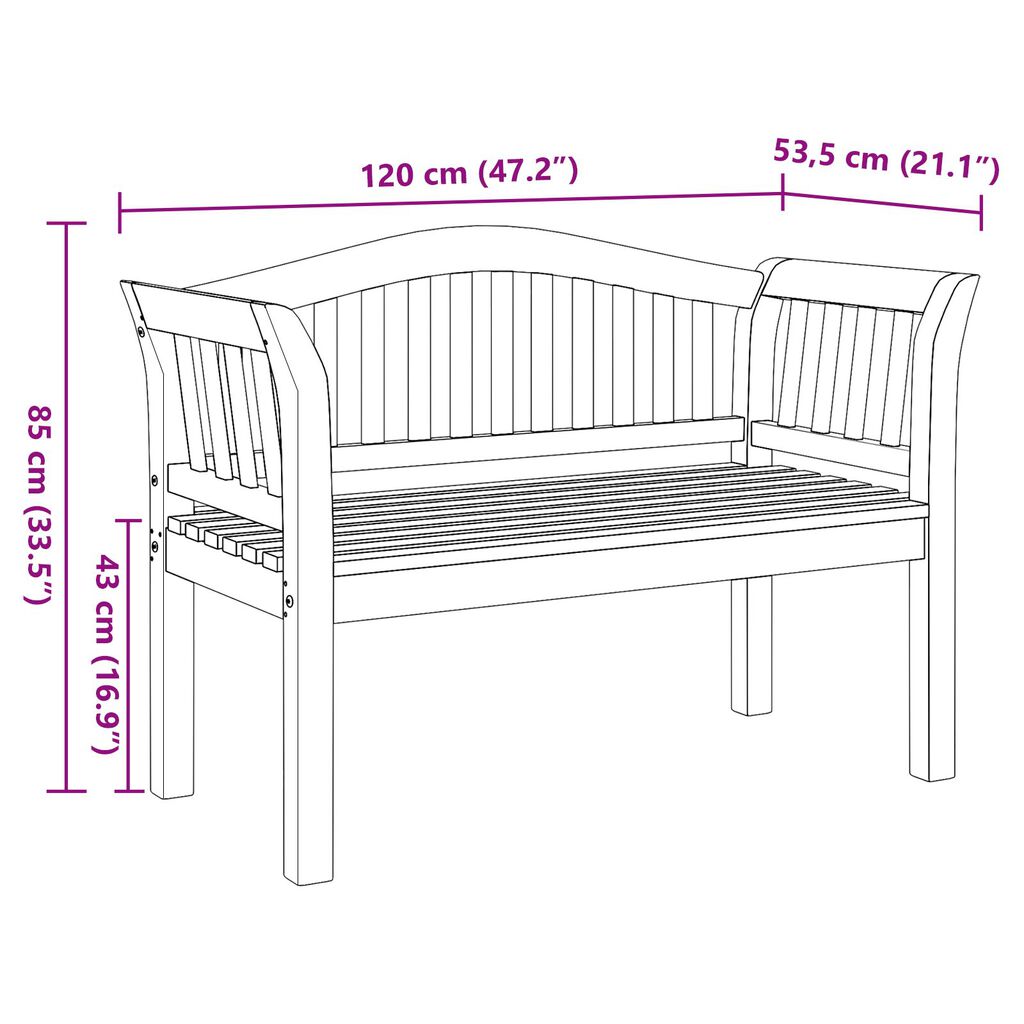 vidaXL Πάγκος Κήπου 120x53.5x85 εκ. από Μασίφ Ξύλο Teak