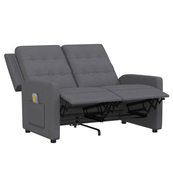 vidaXL Πολυθρόνα Μασάζ Διθέσια Ανακλ. Γκρι Υφασμάτ.