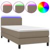 vidaXL &Kappa;&rho;&epsilon;&beta;ά&tau;&iota; Boxspring &mu;&epsilon; &Sigma;&tau;&rho;ώ&mu;&alpha; & LED Taupe 90x200 &epsilon;&kappa;. &Upsilon;&phi;&alpha;&sigma;&mu;ά&tau;&iota;&nu;&omicron;