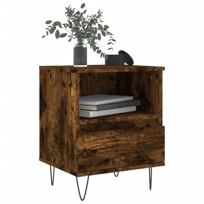 vidaXL Κομοδίνο Καπνιστή Δρυς 40 x 35 x 50 εκ. από Επεξεργ. Ξύλο