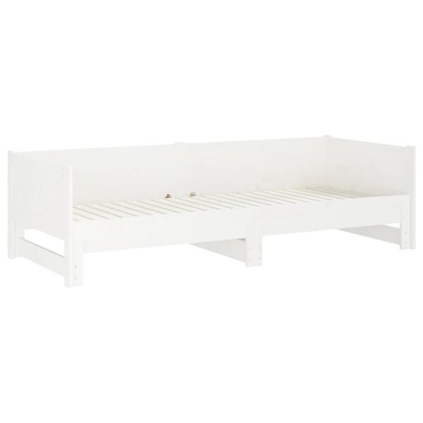 vidaXL Καναπές Κρεβάτι Συρόμενος Λευκός 2x(90x190) εκ. από Μασίφ Πεύκο