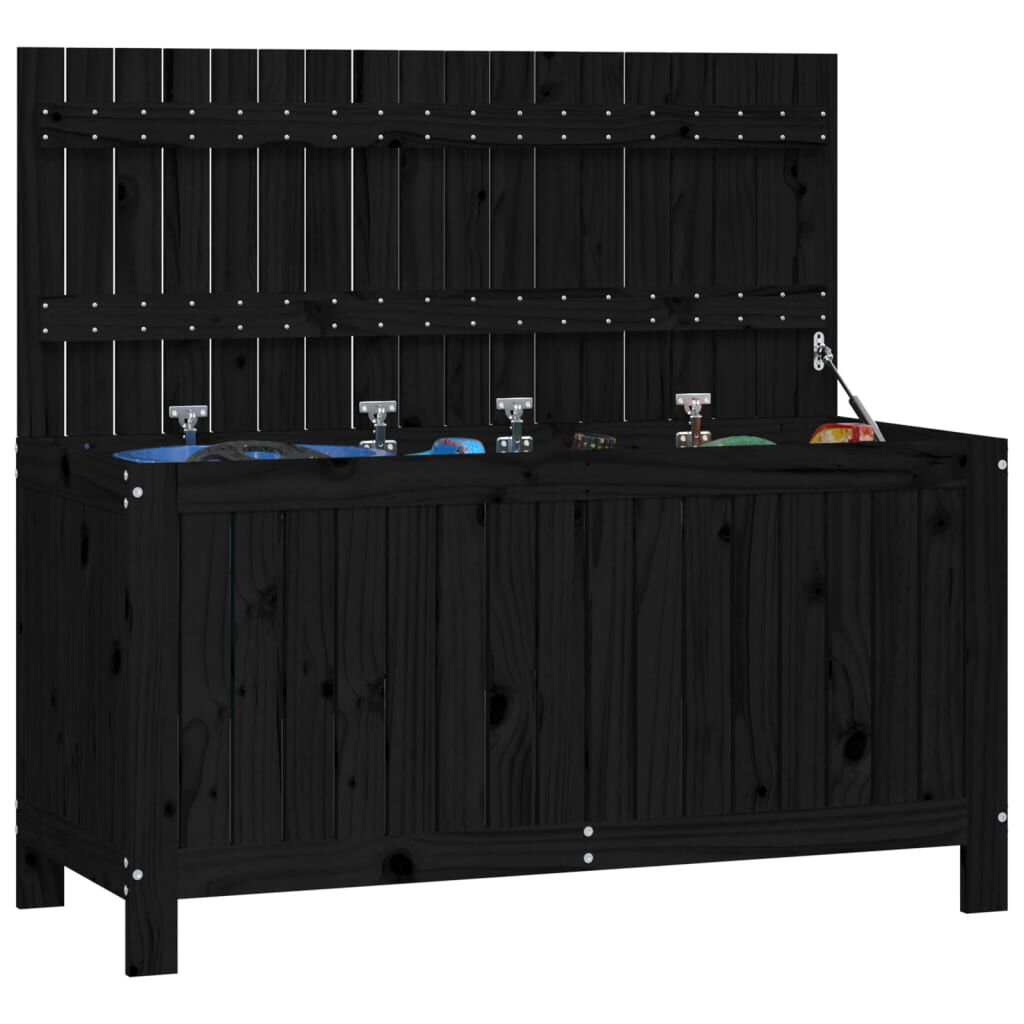 vidaXL Κουτί Αποθήκευσης Κήπου Μαύρο 115x49x60 εκ. Μασίφ Ξύλο Πεύκου