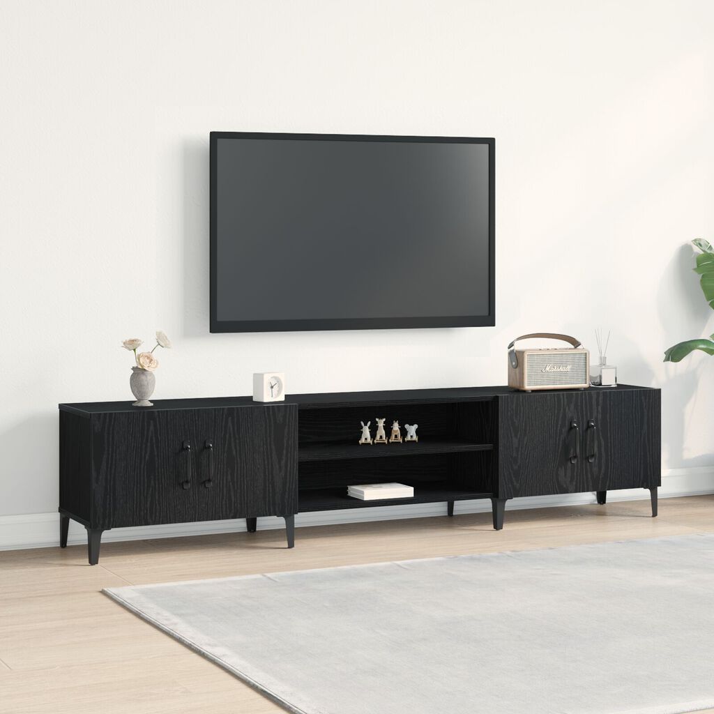 vidaXL Ντουλάπα Τηλεόρασης Μαύρο Δρυς 180x31,5x40 εκ Επεξεργασμένο Ξύλο