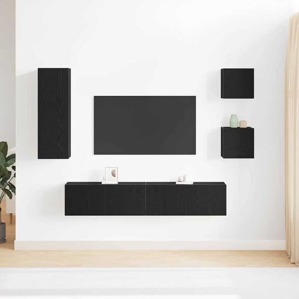 vidaXL Σετ επίπλου τηλεόρασης 5 pcs Μαύρη δρυς Επεξεργασμένο ξύλο
