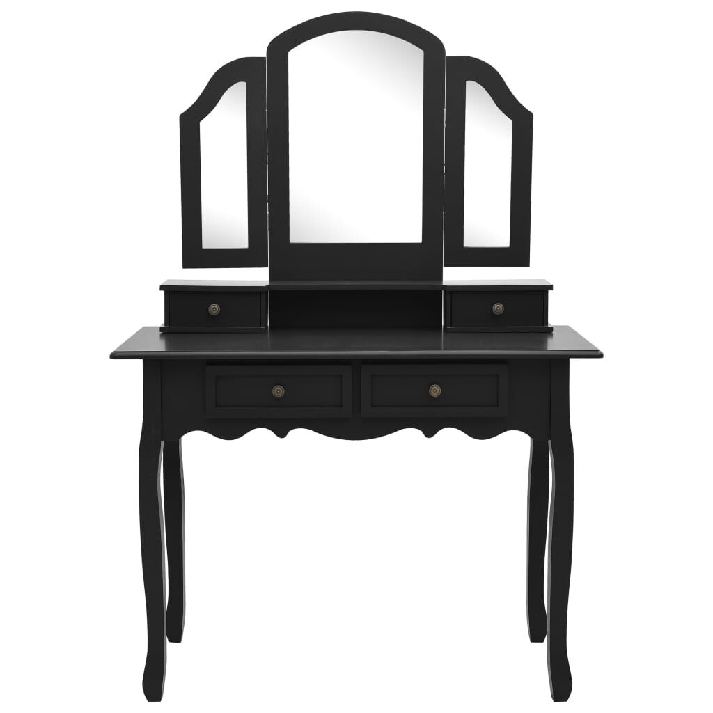 vidaXL Μπουντουάρ με Σκαμπό Μαύρο 100 x 40 x 146 εκ. Ξύλο Παυλώνιας