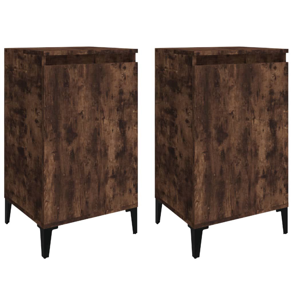 vidaXL Κομοδίνα 2 Τεμ. Καπνιστή Δρυς 40x35x70 εκ. Επεξεργασμένο Ξύλο