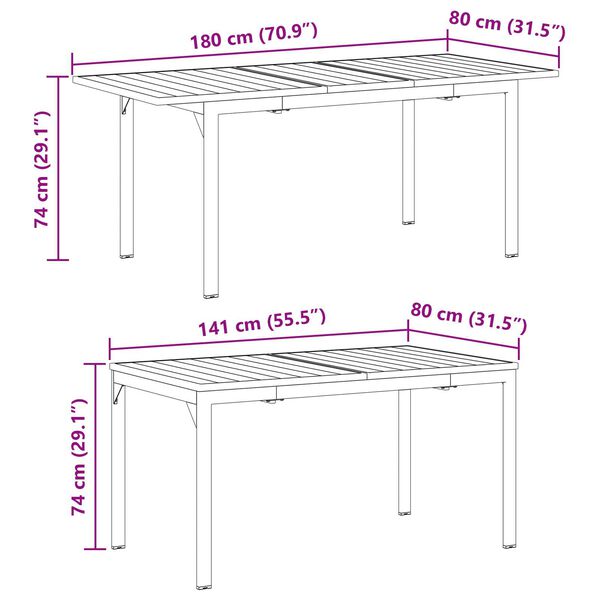 vidaXL Σετ τραπεζαρίας κήπου 7 pcs Γκρι Μεγάλο Μέταλλο & Ρατάν