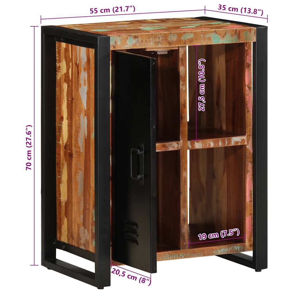 vidaXL Σκευοθήκη Πολύχρωμο 55x35x70 cm Ξύλο μασίφ αναγεννημένο