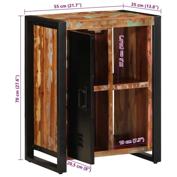 vidaXL Σκευοθήκη Πολύχρωμο 55x35x70 cm Ξύλο μασίφ αναγεννημένο