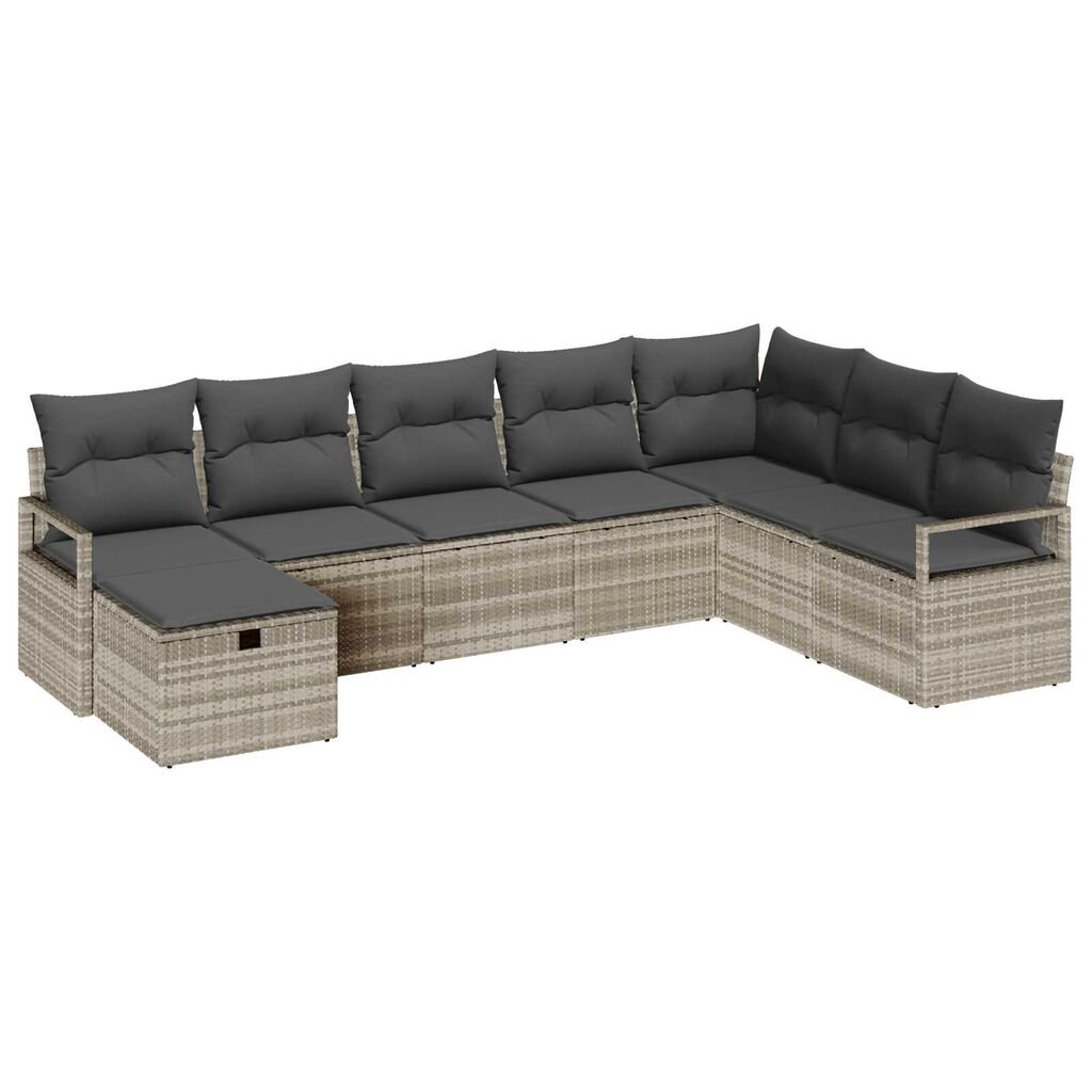 vidaXL Σετ Καναπέ Κήπου 8 pcs Ανοιχτό γκρι Πολυ ράταν