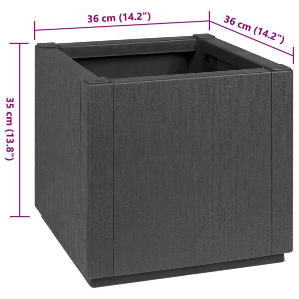vidaXL Γλάστρα Κήπου Σκούρο Γκρί 36x36x35 εκ. PP