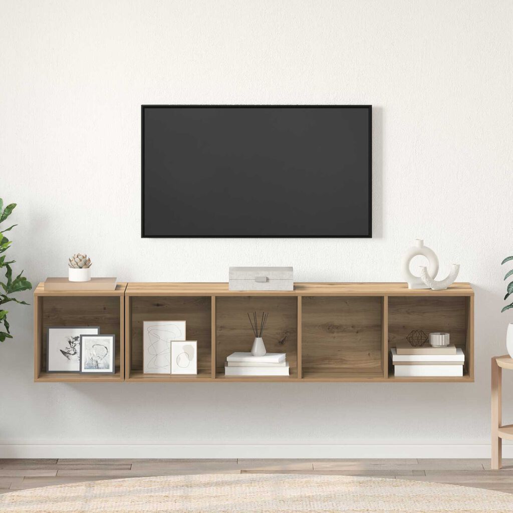 vidaXL 2 pcs artisan δρυς 37 x 37 x 142.5 εκ Επεξεργασμένο ξύλο
