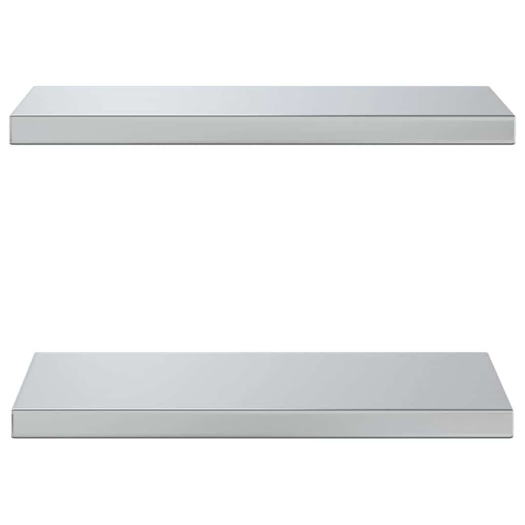 vidaXL Ράφια Τοίχου 2Τεμ. Ασημί 50x23,5x3 εκ. Ανοξείδωτο Ατσάλι