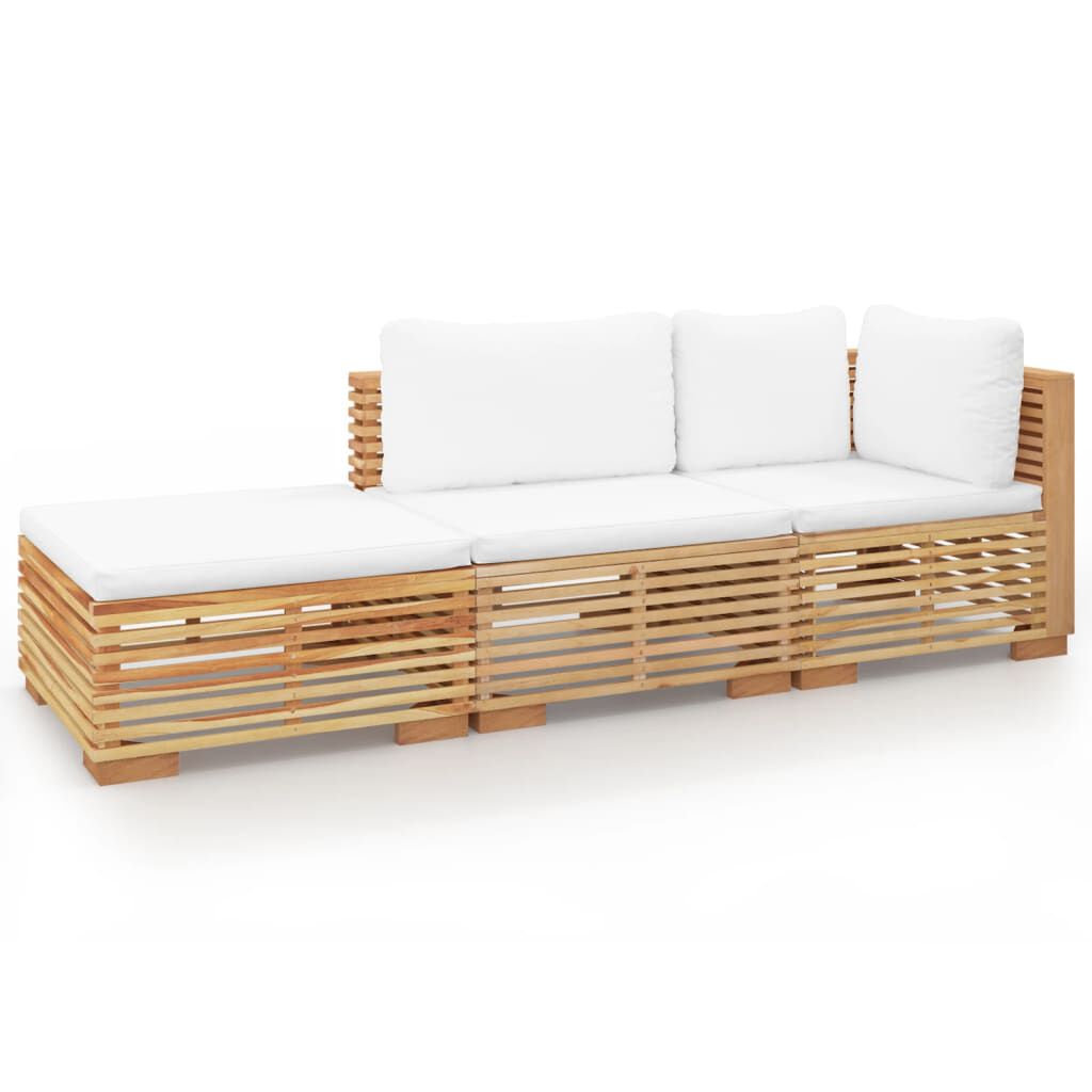 vidaXL Σαλόνι Κήπου Σετ 3 Τεμαχίων από Μασίφ Ξύλο Teak με Μαξιλάρια