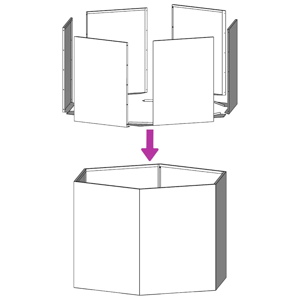 vidaXL Ζαρντινιέρα Κήπου Εξάγωνη 138x120x45 εκ. Γαλβανισμένο Χάλυβα