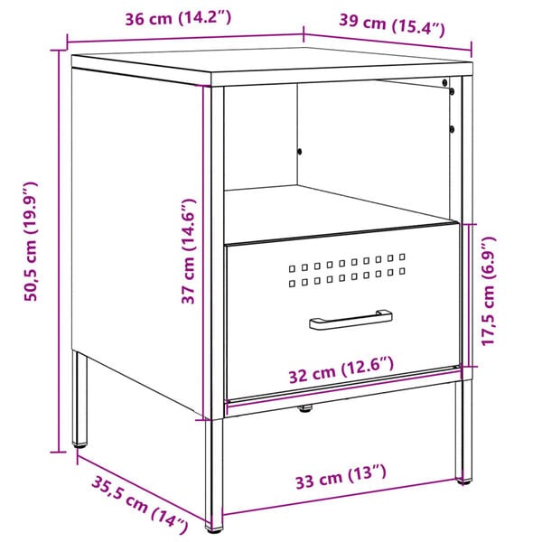 vidaXL Κομοδίνο Ροζ 36x39x50,5 εκ. από Χάλυβα
