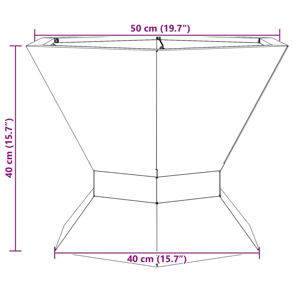 vidaXL Σκηνίδιο Φωτιάς Εξαγώνιο Μαύρο 50x50x40 εκ Ατσάλι