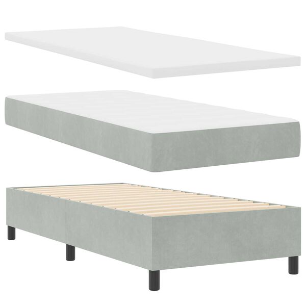 Κρεβάτι Box Spring με Ματράκι Γκρίζο Ανοιχτό 80x200 εκ. Βελούδινο