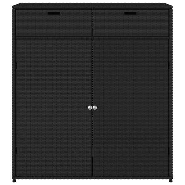 vidaXL Ντουλάπι Αποθήκευσης Κήπου Μαύρο 105x55x113 εκ. από Συνθ. Ρατάν