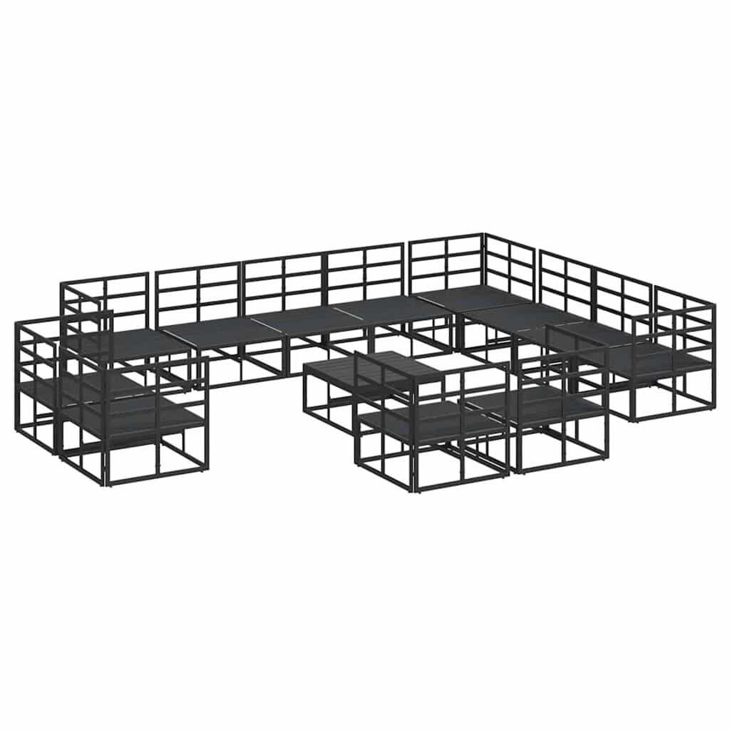 vidaXL Σετ Καναπέ Κήπου με μαξιλάρι 13 pcs Μαύρο Αλουμίνιο