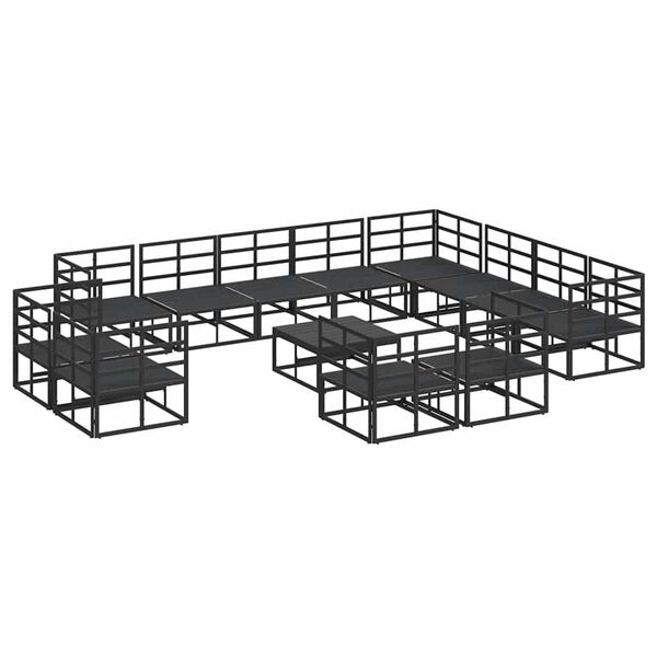vidaXL Σετ Καναπέ Κήπου με μαξιλάρι 13 pcs Μαύρο Αλουμίνιο