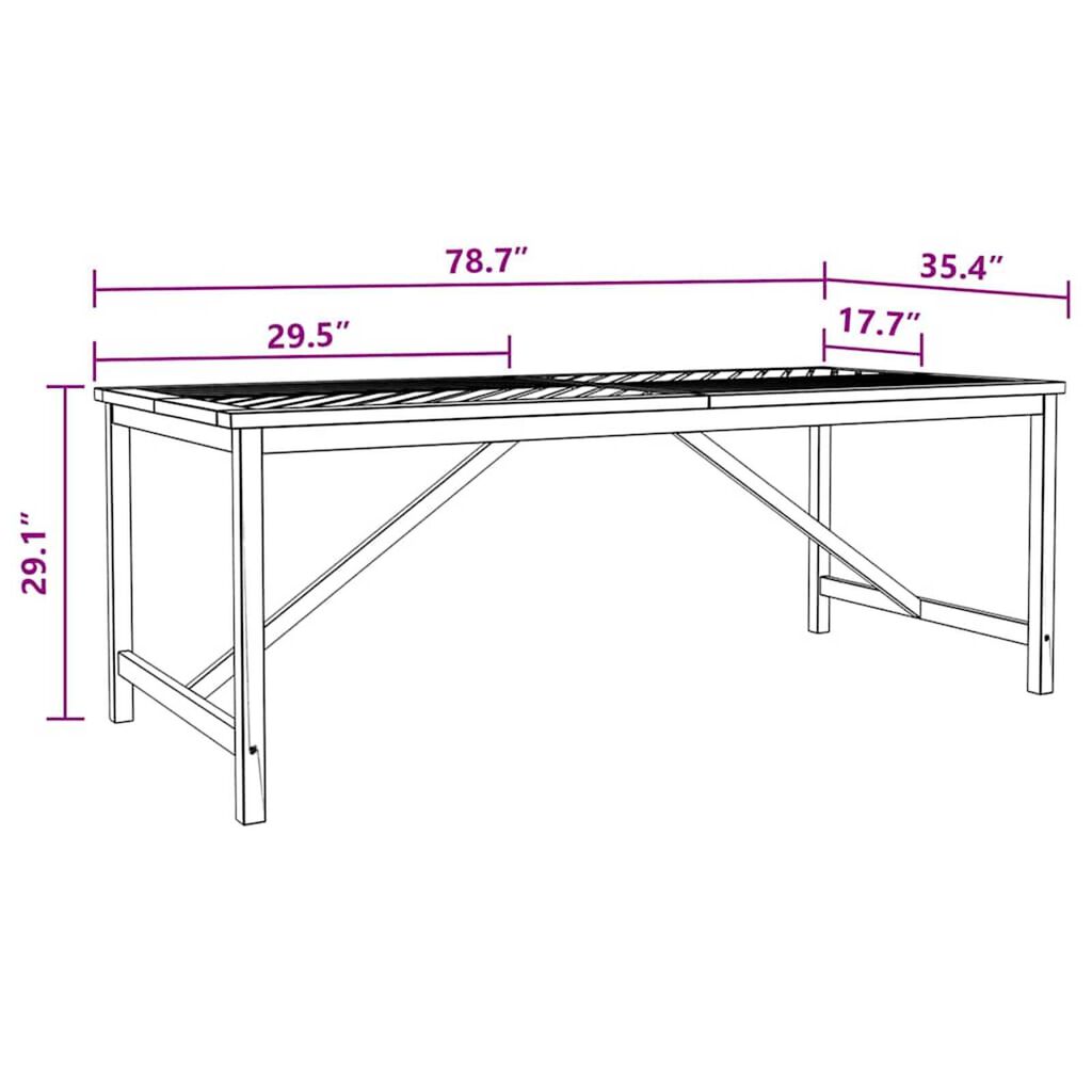 vidaXL Σέτ φαγητού για κήπο 9 pcs Καφέ 200 x 90 x 74 cm