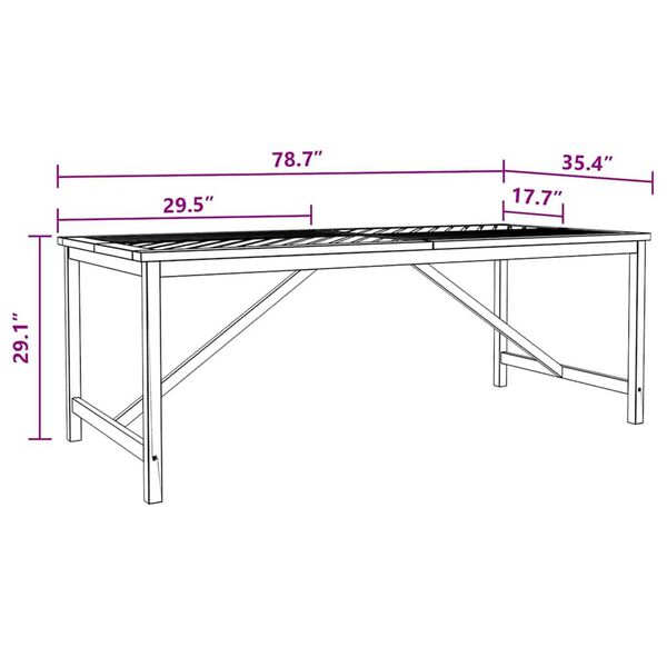 vidaXL Σέτ φαγητού για κήπο 9 pcs Καφέ 200 x 90 x 74 cm