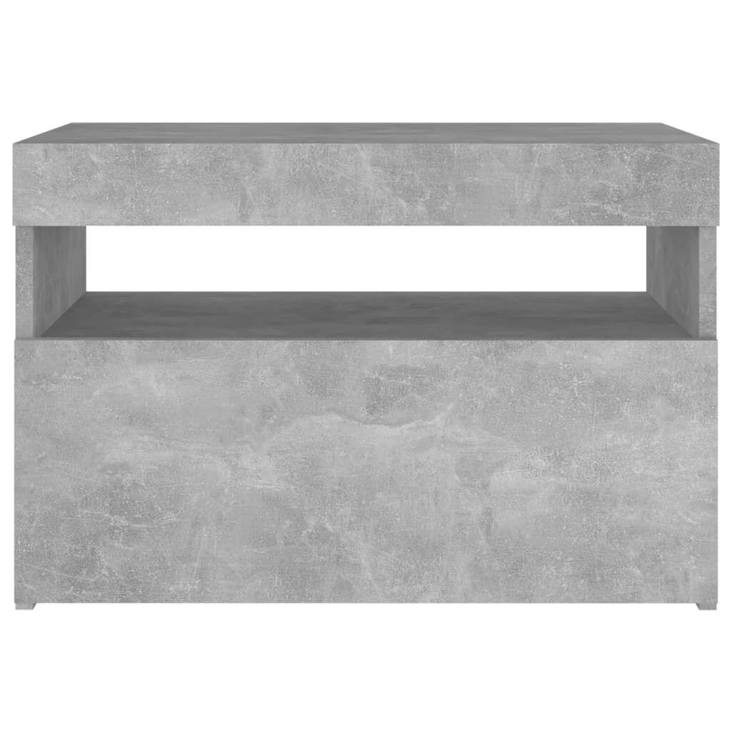 vidaXL Κομοδίνο με LED Γκρι Σκυροδέματος 60 x 35 x 40 εκ.