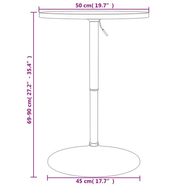 vidaXL Τραπέζι Μπαρ Μαύρο 50x50x90 εκ. Επ. Ξύλο / Επιχρωμιωμένο Ατσάλι