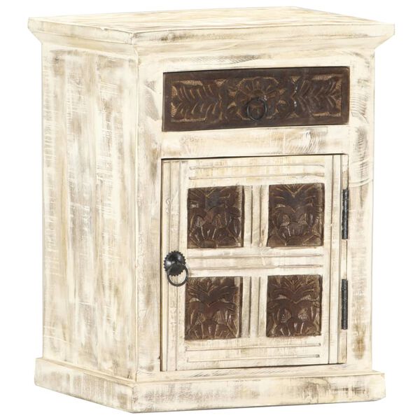 vidaXL Κομοδίνο Λευκό 40x30x50 εκ. από Μασίφ Ξύλο Μάνγκο