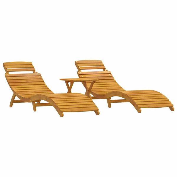vidaXL Ξαπλώστρα 3 pcs Καφέ 40 x 40 x 40εκ Μασίφ ξύλο ακακίας