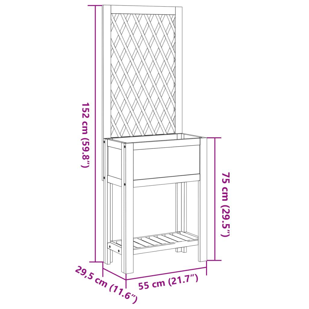 vidaXL Γλάστρα με Καφασωτό / Ράφι 55x29,5x152 εκ. Μασίφ Ξύλο Ακακίας