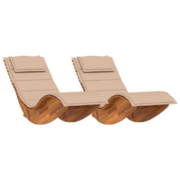 vidaXL Ξαπλώστρα 2 pcs Καφέ 60 x 154 x 74εκ Μασίφ ξύλο ακακίας