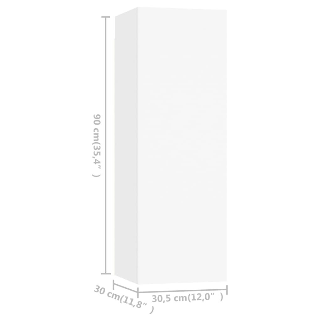 vidaXL Έπιπλα Τηλεόρασης 2 τεμ. Λευκά 30,5x30x90 εκ. από Επεξ. Ξύλο