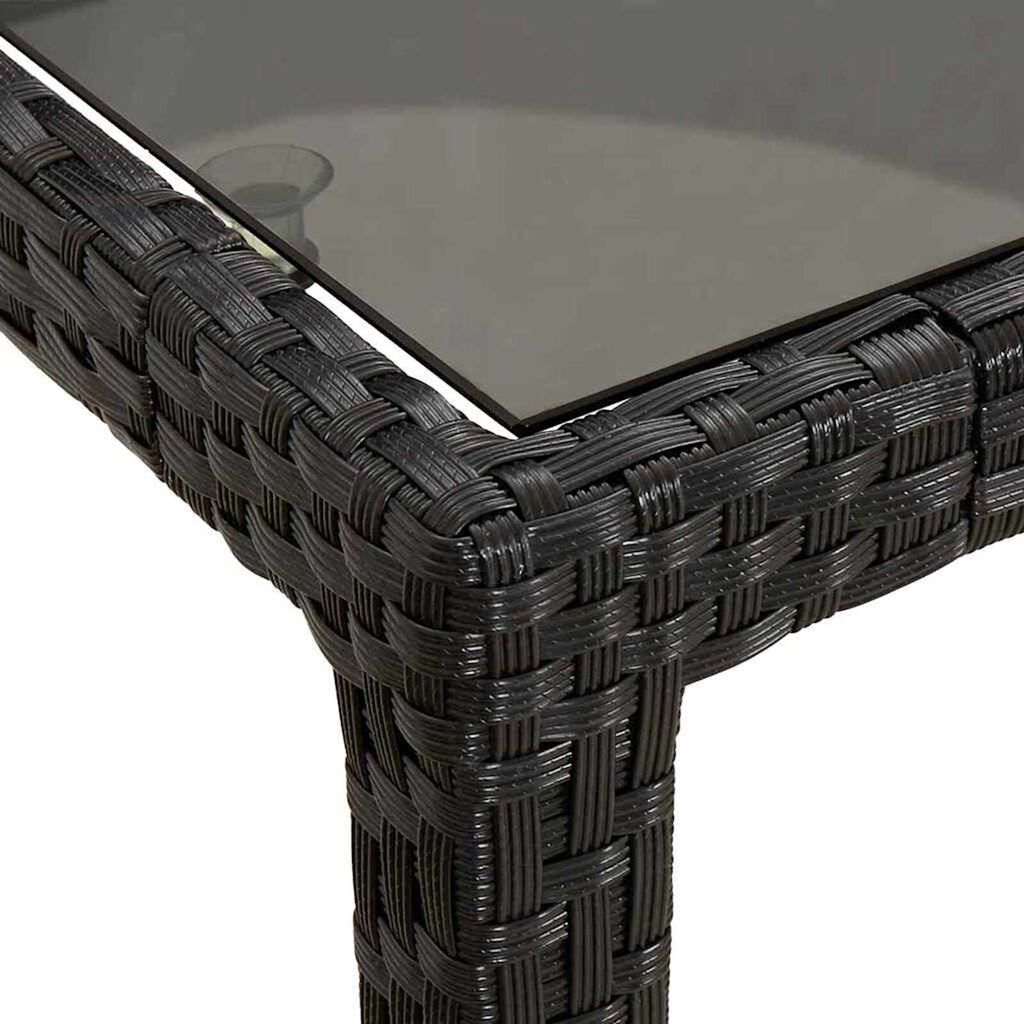 vidaXL Τραπέζι Κήπου για Φαγητό Μαύρο 90 x 90 x 75 cm Πολυ ράταν