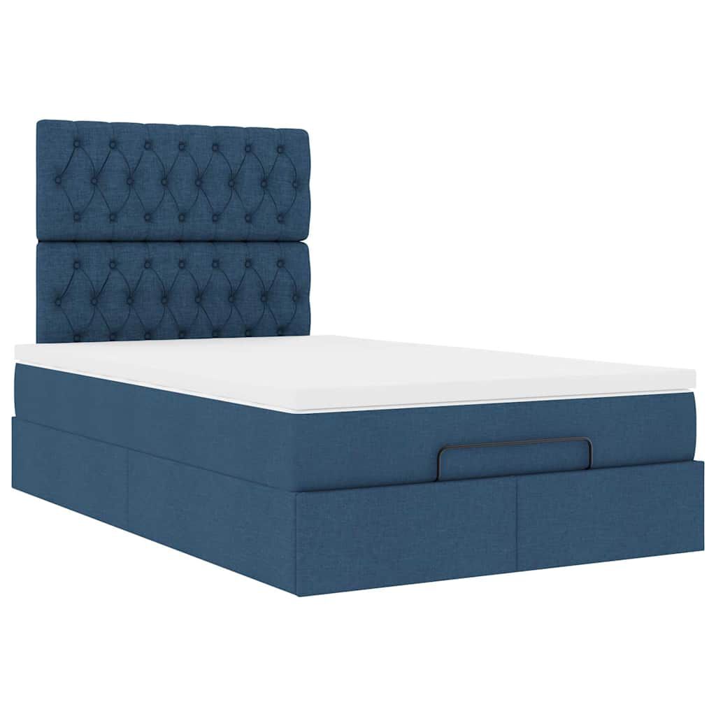 vidaXL Οθωμανικό κρεβάτι με στρώμα μπλε 120x200cm ύφασμα