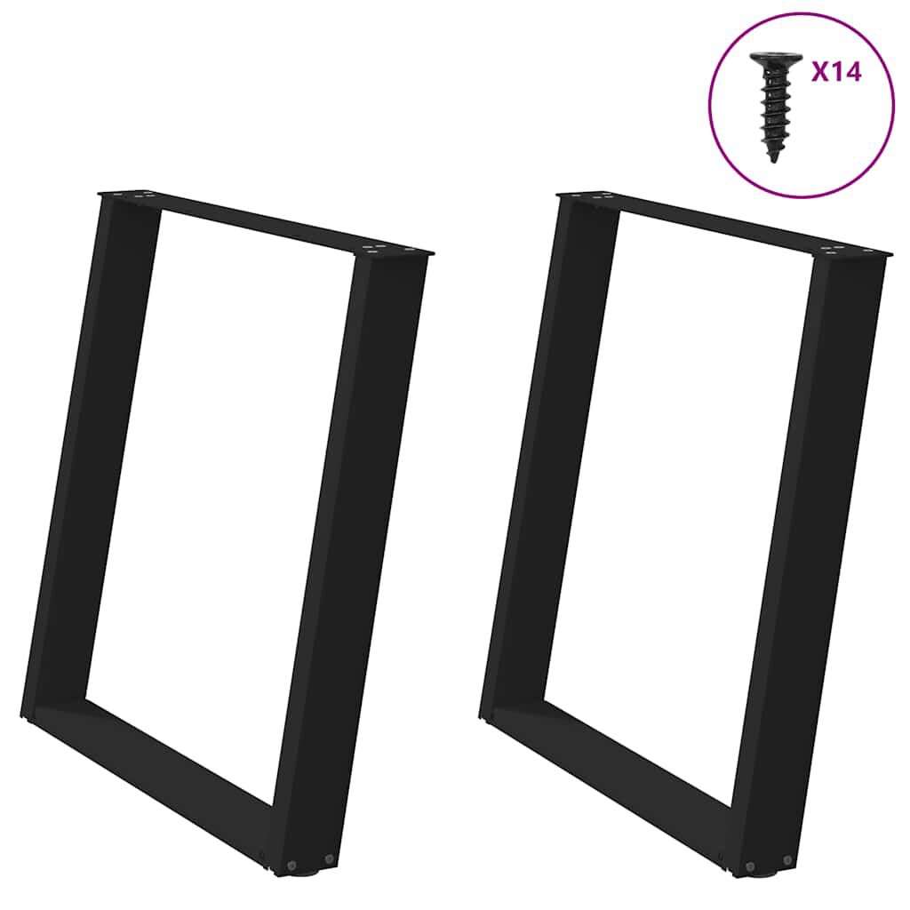 vidaXL Πόδια Τραπεζαρίας σε Σχήμα U 2 τεμ. Μαύρο 70x(72-73) εκ. Ατσάλι