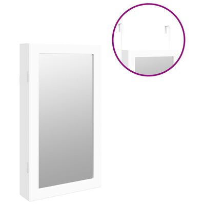 vidaXL Έπιπλο Κοσμημάτων με Καθρέφτη/LED Φώτα Επιτοίχιο Λευκό