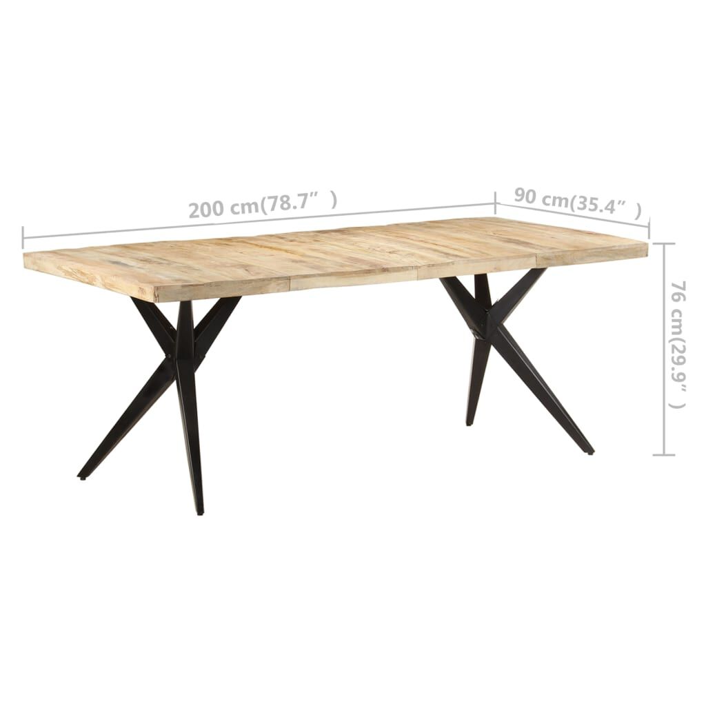 vidaXL Τραπεζαρία 200 x 90 x 76 εκ. από Ακατέργαστο Ξύλο Μάνγκο