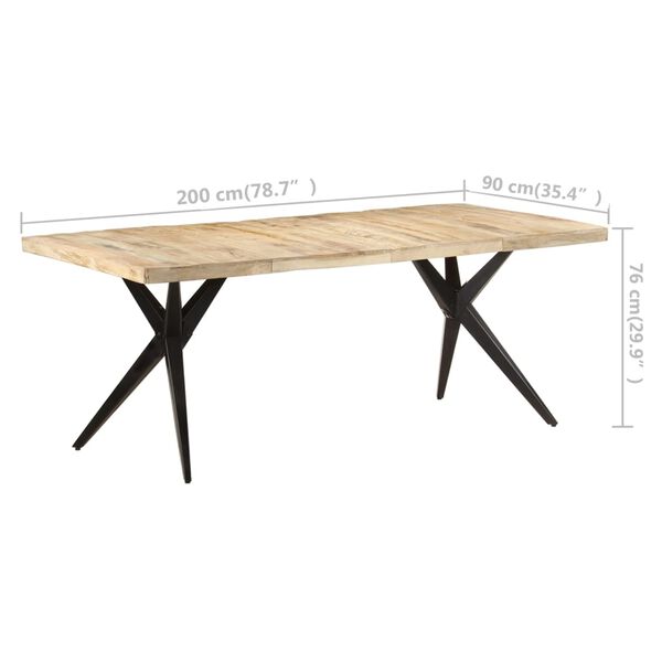 vidaXL Τραπεζαρία 200 x 90 x 76 εκ. από Ακατέργαστο Ξύλο Μάνγκο