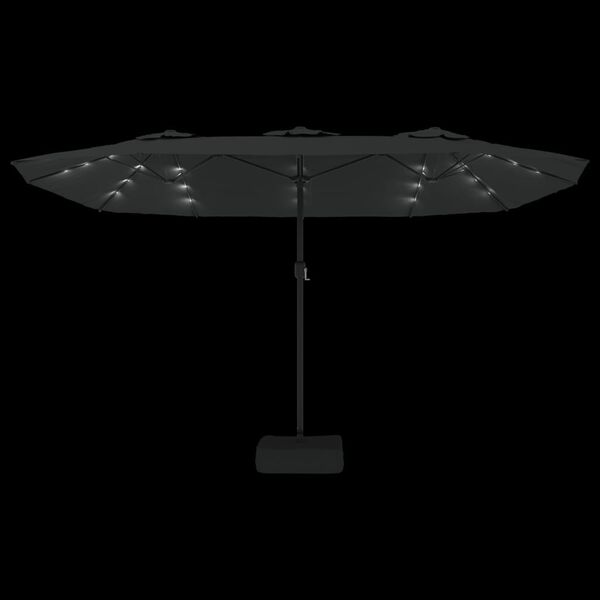 vidaXL Ομπρέλα Κήπου με Διπλή Κορυφή και LED Μαύρη 449 x 265 εκ.
