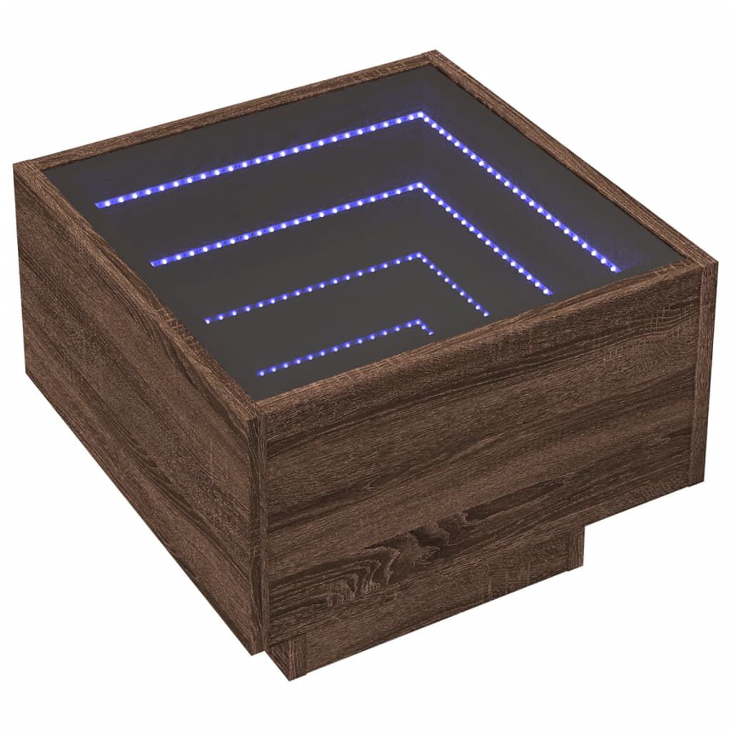 vidaXL Τραπέζι Βοηθητικό με LED Δρυς 40x40x30 εκ. Επεξεργασμένο Ξύλο