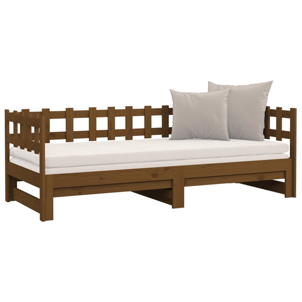 vidaXL Καναπές Κρεβάτι Συρόμενος Μελί 2x(90x190) εκ. Μασίφ Ξύλο Πεύκου