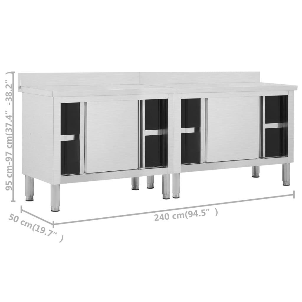 vidaXL Ερμάρια Συρόμενες Πόρτες 2 τεμ. 240x50x(95-97) εκ. Ανοξ. Ατσάλι