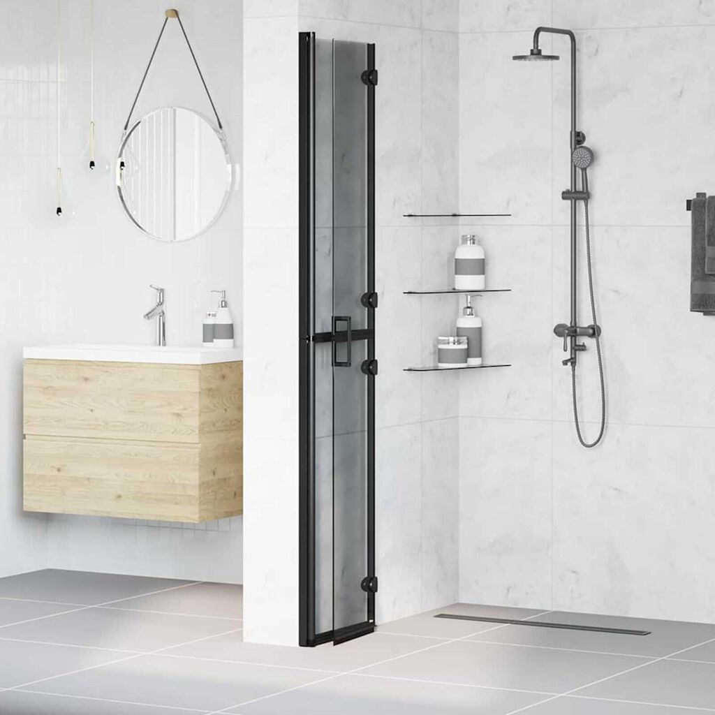 vidaXL Τοίχος ντους Walk-in Άλλο Μαύρο και σκούρο διαφανές 70 x 190 cm