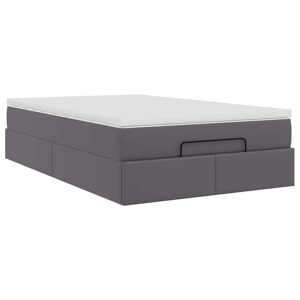 vidaXL Οθωμανικό κρεβάτι με στρώμα Γκρι 120x200cm Faux Leather