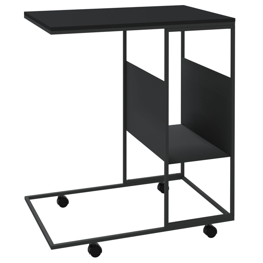 vidaXL Βοηθητικό Τραπέζι με Ρόδες Μαύρο 55 x 36 x 63,5 εκ. Επεξ. Ξύλο