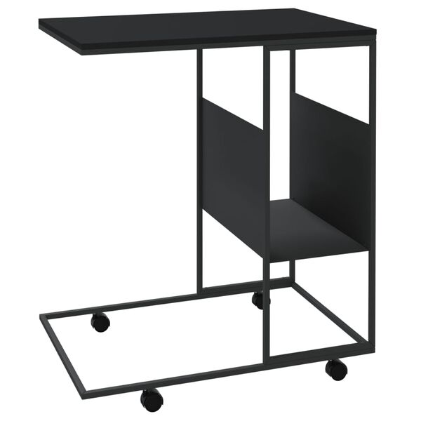 vidaXL Βοηθητικό Τραπέζι με Ρόδες Μαύρο 55 x 36 x 63,5 εκ. Επεξ. Ξύλο