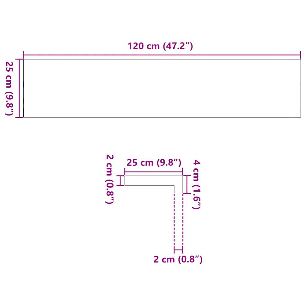 vidaXL Περβάζια παραθύρων 2 τεμ. Σκ. Καφέ 120x25x2εκ. Μασίφ Ξύλο Δρυός